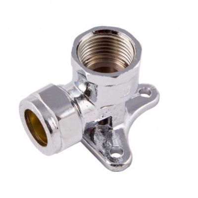 Chrome Backplate Elbow Compression 15MM X 1/2 Inch