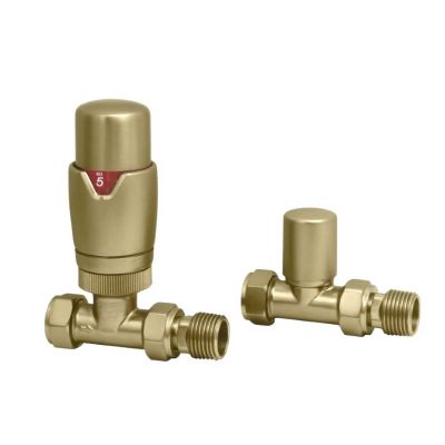 DELUXE TRV + LOCKSHEILD BRUSHED BRASS STRAIGHT