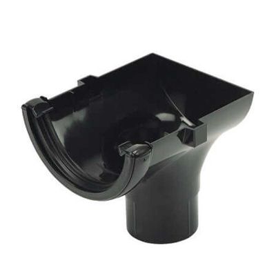 Gutter Half Round Stopend Outlet Black