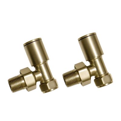 TOWEL RAIL ANGLED VALVE BRUSHED BRASS PAIR
