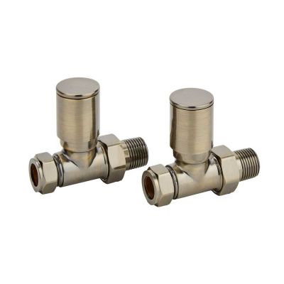 TOWEL RAIL STRAIGHT VALVE BRUSHED BRASS PAIR