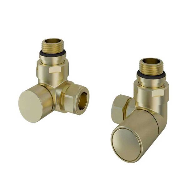 TOWEL RAIL CORNER VALVE BRUSHED BRASS PAIR